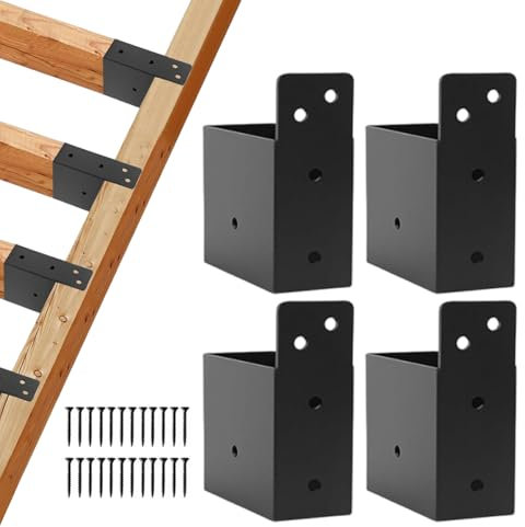 Pergola Brackets, 4-Piece Heavy Duty Hardware Kit, Rust-Resistant Steel Connector Set, Structural Support Braces for Pergola Frames, Garage, Deck, Home, Shed, Greenhouse, Building