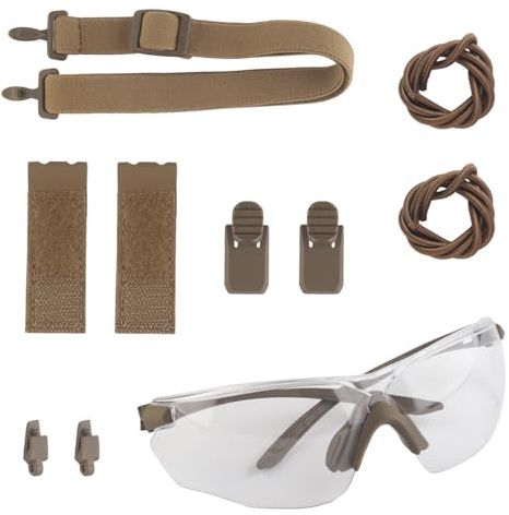 AHTCPO Taktische Schutzbrille, Schnell an Airsoft Helmen Anbringbar, Geeignet für Outdoor-CS-Schießstände Jagd und Reiten(Brown,Transparent)