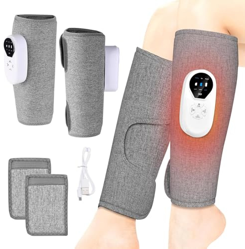 2 Stück Beinmassagegerät mit Heizfunktion, Beinmassagegerät Kabellos,Wadenmassagegerät 3 Modi und 3 Heizstufen 20-Minütige Zeitgesteuerte Massage zur Entspannung für Büroangestellte,Sportler,Senioren