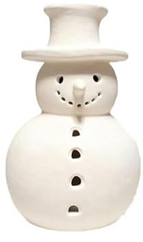 Constprog Snowman Decor, Christmas Handmade Figurines Decorations, White Winter Decor for Holiday Table Ornaments, Rustic Unique Style for Home Indoor & Outdoor (25cm)