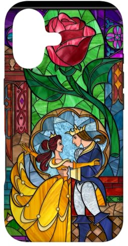 Custodia per iPhone 17 Disney La Bella e la Bestia - Vetro colorato Belle e Principe