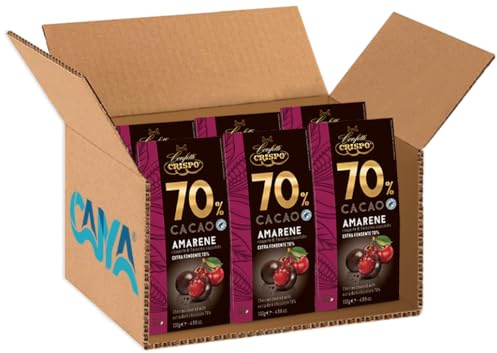 Confetti Crispo 70% Cacao Amarene Ricoperte di Finissimo Cioccolato Extra Fondente 130g [BOX da 6 Confezioni]
