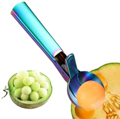 Ice Scoop | Ergonomic Stainless Steel Non-Slip Portioner Spoon for Dessert Buffet Party Kitchen Home Kitchen Dough Fruit Popcorn Watermelon Cookie