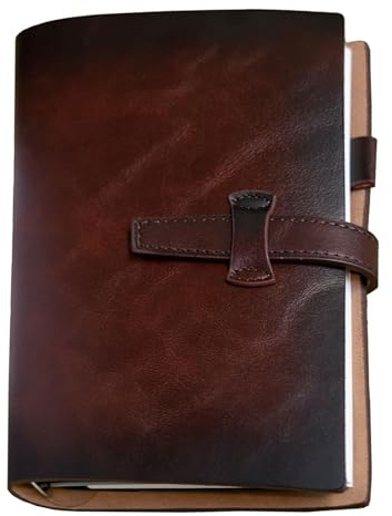 Nachfüllbares A6 Notizbuch Leder, Vintage Notizbuch mit 6 Ringen, Tasche, 160 Seiten Papier, Tagebuch Leder Valentinstagsgeschenke für Männer Frauen, Leather Notebook für Schriftsteller Arbeit Journal