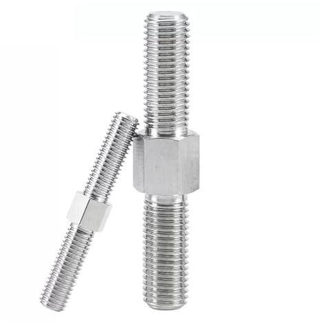 Edelstahl-Doppelgewinde, Stehbolzen, 1–2 Stück M3–M16, 304 Stahl, Außensechskantzähne, linke und rechte Gewindestange, positiv(40mm,M3-2pcs)
