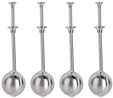 F Fityle Lot de 4 Boules à Thé, Infuseurs, Tamis à Farine à Mailles Fines, Multifonctions, Saupoudreurs à Farine Professionnels, Passoires à Thé pour Tasses, T