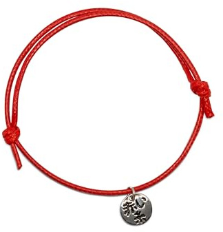 KAKI La Felicità è Nelle Piccole Cose Braccialetto di coppia Filo Rosso del destino con pendente colorazione Argento (singolo)