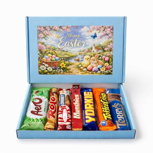 Easter Chocolate Gift Box – Assorted Chocolate Bars & Sweets Hamper, Letterbox Friendly Gift for Adults & Kids UK