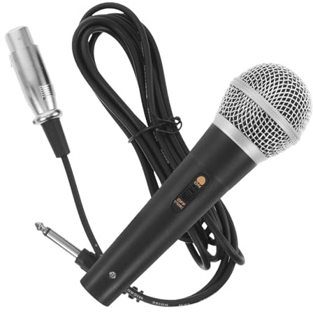 OSALADI Microfono Dinamico Cablato per Karaoke Professionale con Riduzione Rumore, Materiale Plastico e Metallo, per Conferenze e Canto