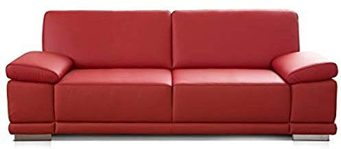 CAVADORE 3,5-Sitzer Sofa Corianne in Kunstleder / Große Couch Lederoptik in hochwertigem Kunstleder und modernem Design / Mit verstellbaren Armlehnen / 248 x 80 x 99 / Rot
