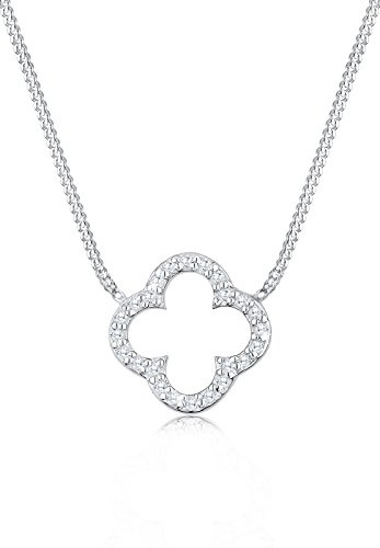 Elli damhalsband med hänge klöverblad 925 sterlingsilver zirkonium vit briljant slipning 0105472314_40, 400, Kristall, Kubisk zirkonia