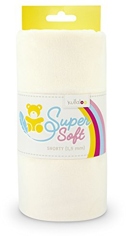 kullaloo Plüsch Stoff SuperSoft SHORTY in vielen Farben - 1,5mm Florlänge, EN 71-3 & EN 71-9 Zertifiziert (wollweiß)