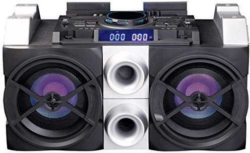 Lenco PA-Anlage PMX-150 mit Akku, DJ-Mixer, Licht-Effekten, Bluetooth, USB, UKW-Radio und Gitarren-Anschluss schwarz