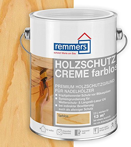 Remmers Holzschutz-Creme farblos, 5 Liter, tropffreie Holzlasur für aussen, 3facher Holzschutz mit Imprägnierung + Grundierung + Lasur