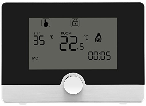 Fdit Termostato Digitale programmabile per termostato per di Riscaldamento a Caldaia a Parete(Black)