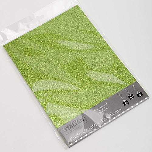 Lot de 10 feuilles de papier cartonné pailleté Vert clair 250 g/m² A4