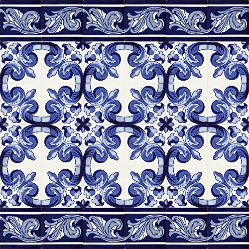 Cerames Mexikanische Keramische Fliesen Mariposa - 30 dekorative mexikanische mosaik fliesen für Badezimmer, Küche, Dusche, Treppen, Küchenrückwand | Keramikmosaikfliesen 10,5x10,5 cm