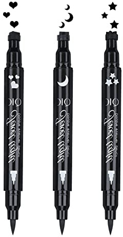 Yuccer 3 Stück Eyeliner Stempel Liquid Eyeliner Schwarz Langlebig Stern Mond Herz Blume Augen Make-up Kosmetik für Frauen Geschenk (Stern + Mond + Herz)