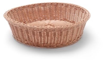 HENDI Brotkörb, mit Drahtrahmen aus Edelstahl verstärkt, Brötchenkorb, Körbe, rund, ø400x(H)90mm, Polypropylen, Braun