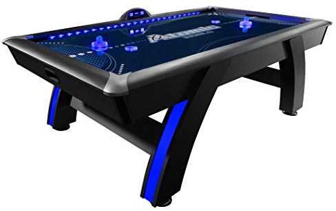 Atomic 90” Indiglo LED Light Up Air Hockey Table – Fully Illuminated Arcade Style Table with LED Scoring, Light Up Pucks & Pushers, in‑Rail Lighting and Music