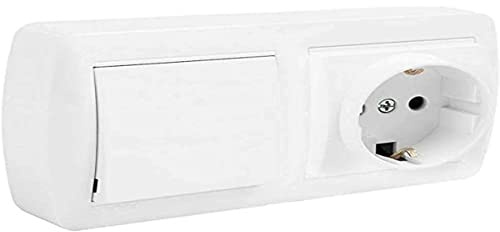 BASE DOBLE BIPOLAR CON T/T LATERAL + CONMUTADOR DE CRUCE Y CON OBTURADOR 148X72X28MM S. MURAL SOLERA