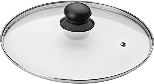 DIL Stainless Steel Vented Silver & Black Glass Saucepan Cover Lid Pot Pans (22CM)