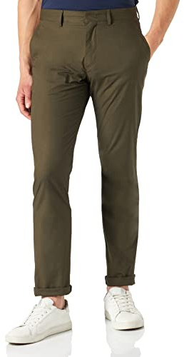 Tommy Hilfiger Denton Poplin Modern Chino Pantalones, Army Green, 34W/32L para Hombre