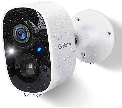 G-Homa Telecamere Senza Fili da Esterno,Videocamera Sorveglianza Esterno WiFi con Colore Visione Notturna/Audio a 2 Vie/2K/Movimento PIR/sirena/intelligente AI/Impermeabile IP65
