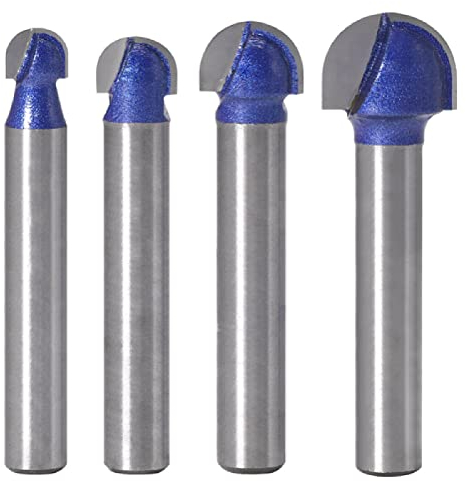 6mm Schaft Kugelkopffräser Set Holz Schaftfräser Runde Bucht Box Vollhartmetall CNC Radius Kern Holzbearbeitungsfräser,4-teiliges Set