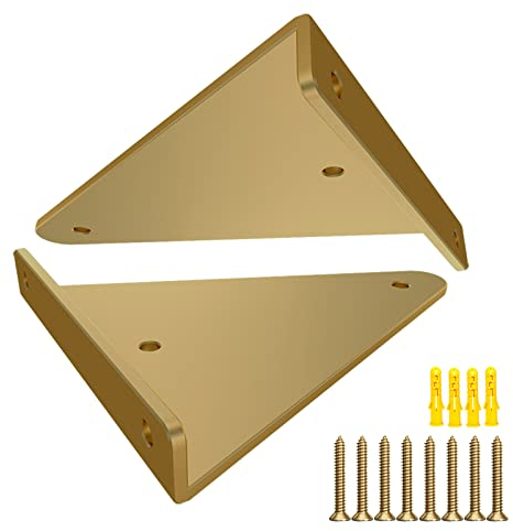 Gold Regalhalterung Schwerlast Dreieckige Regalträger Metallhalterung Eisenkunst Wandkonsole Versteckte Regalhalterungen, für Heimbüro Lagerhaus, 2 Stück (Length 170mm)