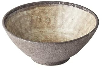 MIJ Europe Bol japonais Udon en céramique pour pâtes et soupe Marron Beige 19,5 cm Diamètre 800 ml
