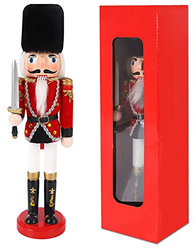 Decoraciones de Cascanueces de Navidad,Figuras de Cascanueces Soldado de Madera de Navidad,Navidad De madera Cascanueces Soldado,Clásico Tradicional Festivo,Adornos de Navidad 11.8 Pulgadas