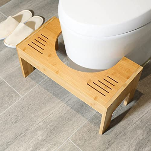 WOQLIBE Toilettenhocker Holz klohocker Erwachsene toilettenhocker aus Bambus WC Hocker Holz Höhenverstellbar für gegen Hämorrhoiden Verstopfung Blähungen