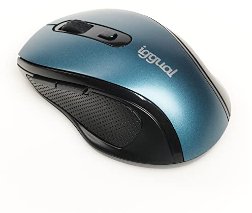 iggual - Gama Ergonomic - M | Raton Inalambrico para Pc Ordenador Portatil - Compatible con Windows, MacOS y Android - Color Azul Plomo - ERGONOMIC-M-1600DPI