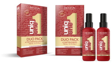 Revlon Professional Uniqone Hair Treatment Celebration Edition, Trattamento Senza Risciacquo, Capelli Crespi, Vegan Hair Care, Spray Districante – Confezione 2 pezzi, Duo Pack, Set Regalo