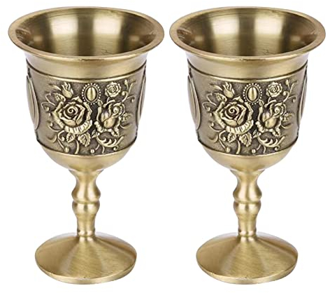 TECKEEN 2Pcs Retro Bicchieri Da Vino Piedi Alti Piccoli Bicchieri Da Vino Bar Drinkware Hotel High-end Club Decorazione