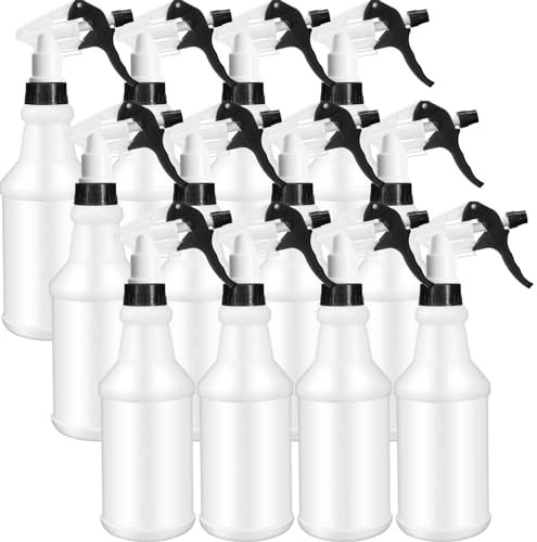 Eccliy 12 Pcs 16 Oz Plastic Spray Bottle, Empty and Reusable for Cleaning, Water, Auto Details or Bathroom and Kitchen, Commercial and Residential(Black&white,Original)