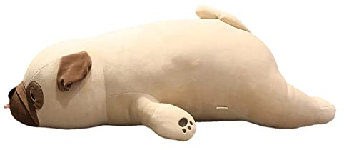 Mops Plüschtier,50cm Liegend Hund Kuscheltie Tier Kissen Niedliche Tier Puppe Flauschiges Stofftier,Cartoon Mops Kissen Gefüllt Plüsch Plüschtier Umarmungskissen Plüschkissen Spielzeug Geschenk