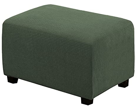 H.VERSAILTEX Ottoman Cover Slipcover Rectangle Fit Length 29'-34' Footrest Sofa Slipcovers Stool Cover Footstool Protector Covers Feature Stretch Thick Soft Jacquard Fabric Washable - Bronze Green