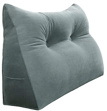 BNCKTRD Kopfende Großes Rückenkissen Bequemes Lesekissen und Rückenteil im Bett Rückenlehne Kopfkissen Langes XXL Kissen für Sofa, Couch, Wandkissen Polster Samt Grau 80cm
