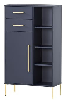 Schildmeyer Kent Highboard 153908, Nachtblau/Gold, 67,1 x 33,1 x 117,4 cm