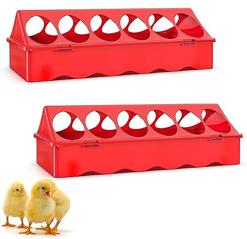 2-pack kycklingmatare 12 hål, tråg plast fjäderfämatare flip-top matautomat förvaringsfack behållare duva vaktel kyckling tillbehör matning och dryck för kycklingar papegojor vaktel