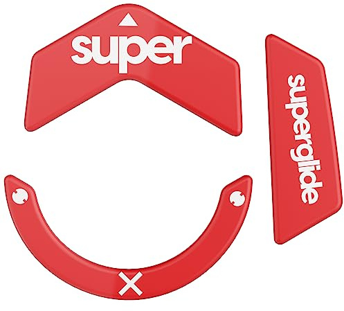Superglide 2 – Neue steuerbare Geschwindigkeit, strukturierte Oberfläche, Glatte Mausfüße/Gleiter, hergestellt aus ultrastarkem Glas, Glatte und langlebige Sohle für Logitech 502X, Rot