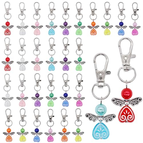WITGIFT Schutzengel Anhänger, 30 Stück Schutzengel Geschenk, Kleine Glücksbringer, Engel Anhänger Guardian Angel Schutzengel Schlüsselanhänger Set Für Brautpartys, Hochzeiten,Abschlussfeiern