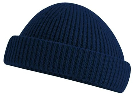 Roughtex Fischermütze Fisherman Beanie kurz Docker Mütze | Einheitsgröße Damen Herren - grob gestrickt - doppelter Umschlag - recycelter Polyester – flache Kuppe