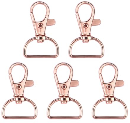 5 Stück Drehverschlüsse mit D-Ringen, Schlüsselband-Karabinerhaken, Schlüsselanhänger-Clip-Haken, Metall-Karabinerverschlüsse für Schlüsselringe, Basteln, Nähen, 20 mm, 5 Stück, Roségold