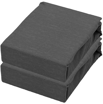 Leonado Vicenti 2er Pack Jersey Spannbettlaken aus 100% Baumwolle Jersey - 90x200 cm bis 100x200 cm Grau Matratzenhöhe bis 25 cm - weiche Spannbettlaken