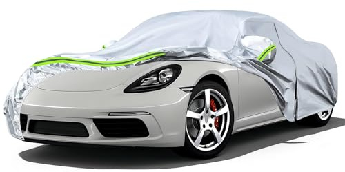 Autoabdeckung Outdoor Wasserdicht für Porsche 718 Cayman Boxster 2012-2025 | Sommer Vollgarage Autoplane Auto Abdeckplane Outdoor Abdeckung für Regen Sonne Staub UV-Schutz, Silber