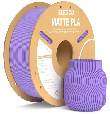 ELEGOO Matte PLA Filament Lavender Purple 1KG, 1.75mm 3D Printer Filament Dimensional Accuracy +/- 0.02mm, 1kg Carboard Spool (2.2lbs) Fits for Most FDM 3D Printers