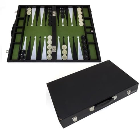 Helena Wood Art, Hochwertiges Backgammon Spiel Set, Tavla, Turnier Edition, TricTrac, 56 x 37 cm